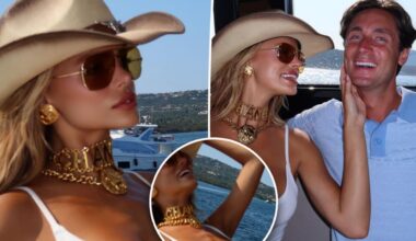 Brooks Nader suffers wardrobe malfunction while on a yacht in Italy