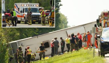 NY tour bus crashes in Pembroke, killing at least 5 passengers