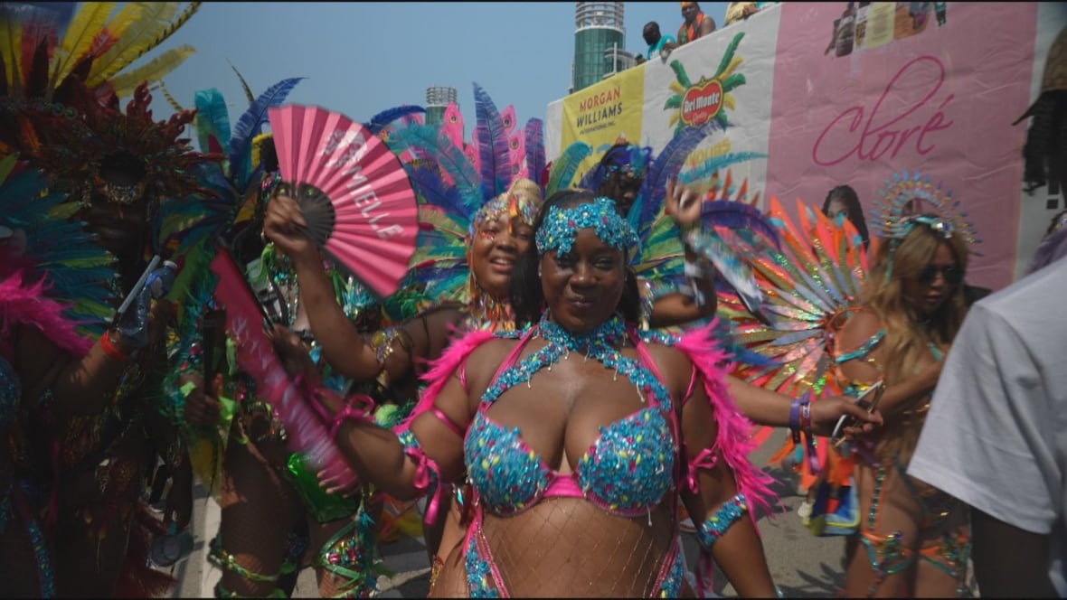 Revellers in carnival outfits