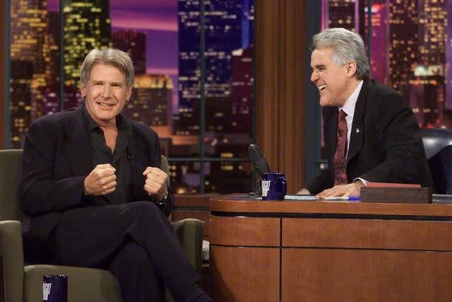 Paul Drinkwater/NBCU Photo Bank/NBCUniversal via Getty Harrison Ford and Jay Leno on the 'Tonight Show' on June 4, 2003
