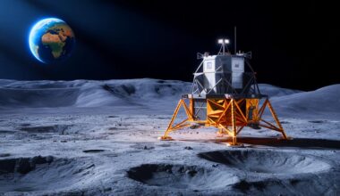 Illustration of China's crewed lunar lander, Lanyue, during its successful landing and takeoff test in Hebei Province.