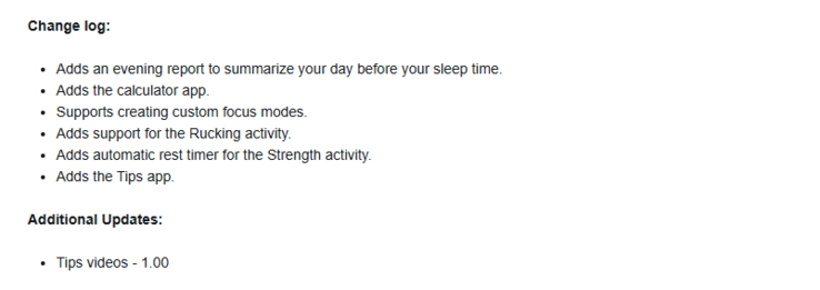 The release notes for beta version 12.59 for the vivoactive 6 smartwatch. (Image source: Garmin)