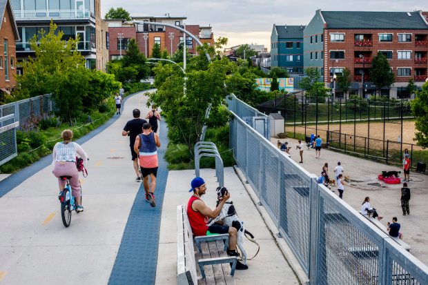 People use The 606 trail near the 1800 block of...