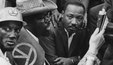 Rev. Martin Luther King felled by rock during Marquette Park protest