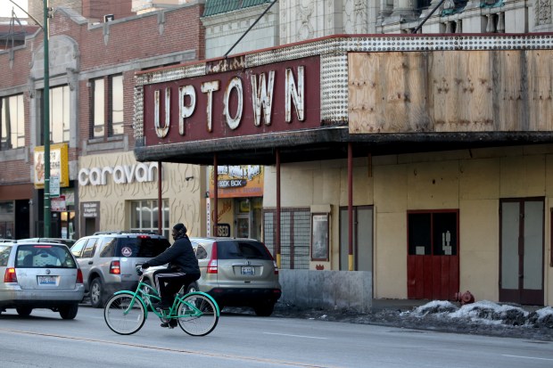The exterior of the Uptown Theatre in Chicago on Jan. 15, 2014. (Chris Sweda/Chicago Tribune) 