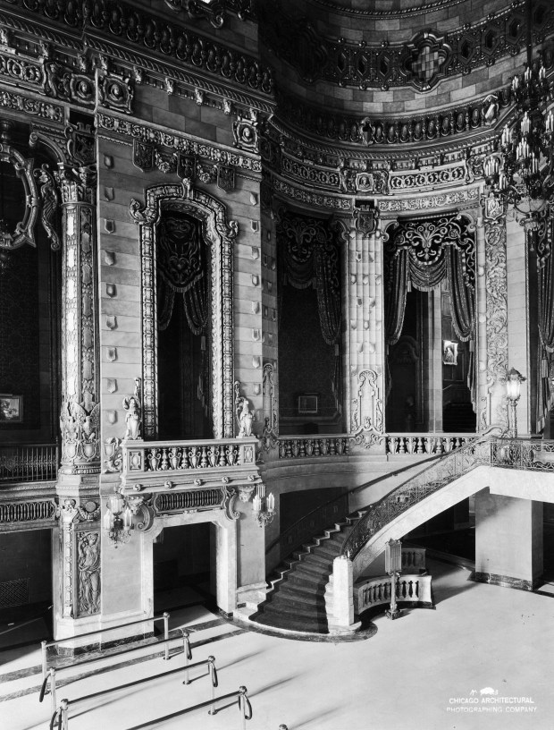 An interior view of the Uptown Theatre on North Broadway in Chicago, circa 1928. (Chicago Architectural Photographing Company) 