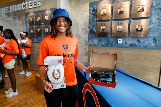 Chicago Bears host Butler College Prep's girls flag football team at Halas Hall on Aug. 14, 2025. (Chicago Bears)