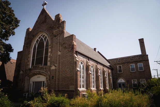 A 100-year-old church that is planned to be repurposed as apartments in the Logan Square neighborhood. (E. Jason Wambsgans/Chicago Tribune)