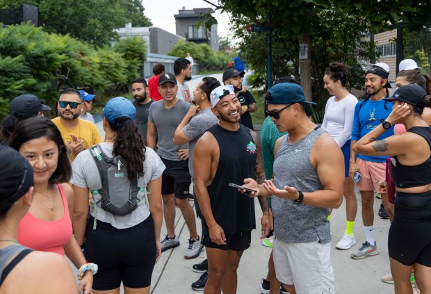 Members of the Latino-led GRC Run Club meet up on...