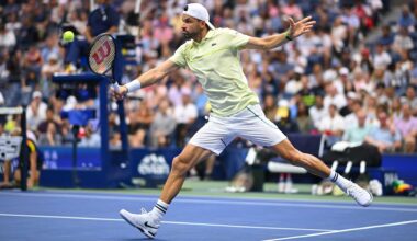 Grigor Dimitrov in action at the US Open in 2024.