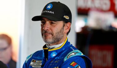 An image of NASCAR driver Jimmie Johnson staring into the distance