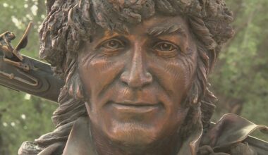 Visitors celebrate Davy Crockett's 239th birthday at the Alamo