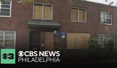 Memorial outside of a North Philadelphia home where a fire killed a 12-year-old boy