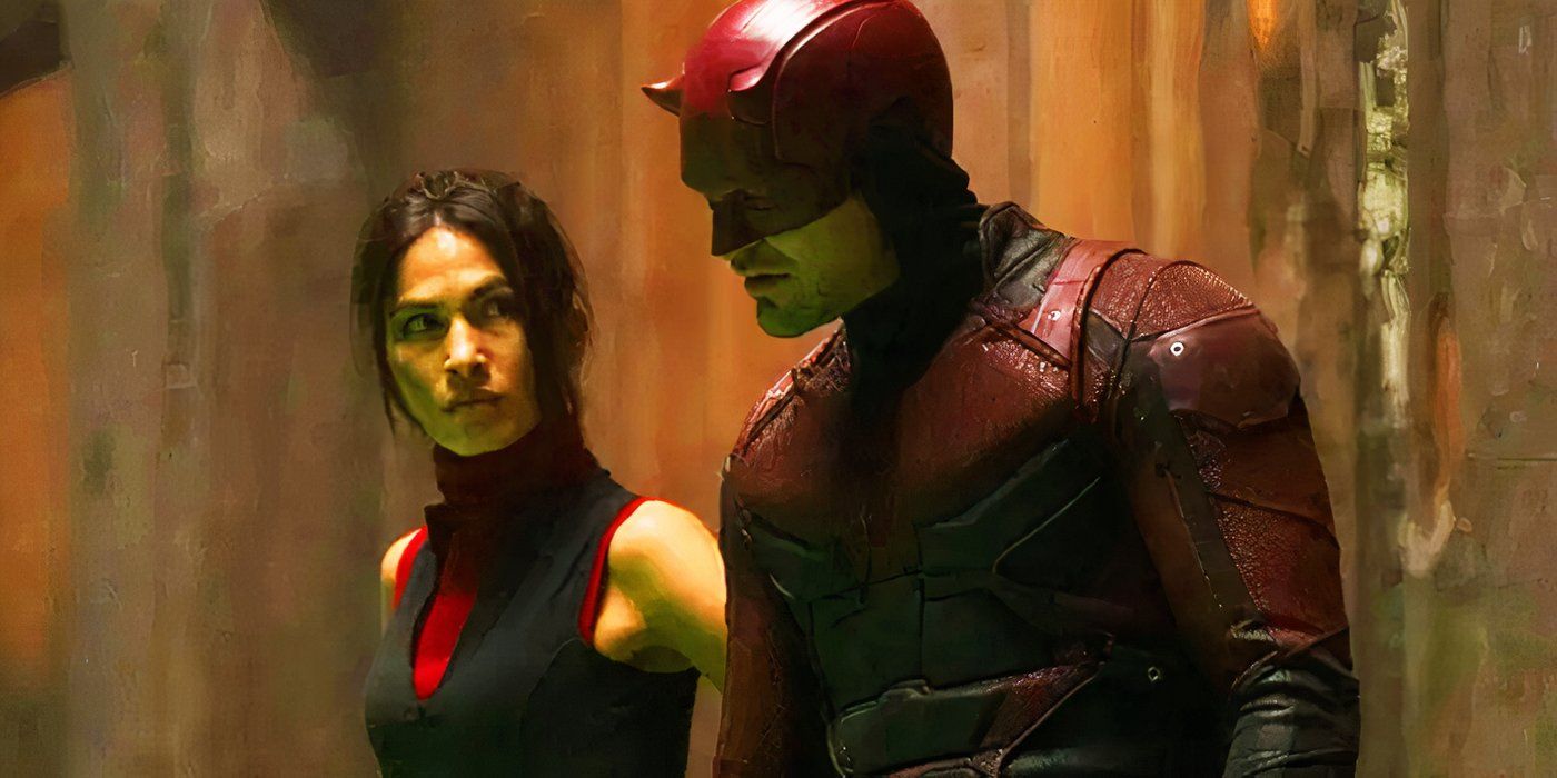 Elektra and Daredevil fighting together in Daredevil
