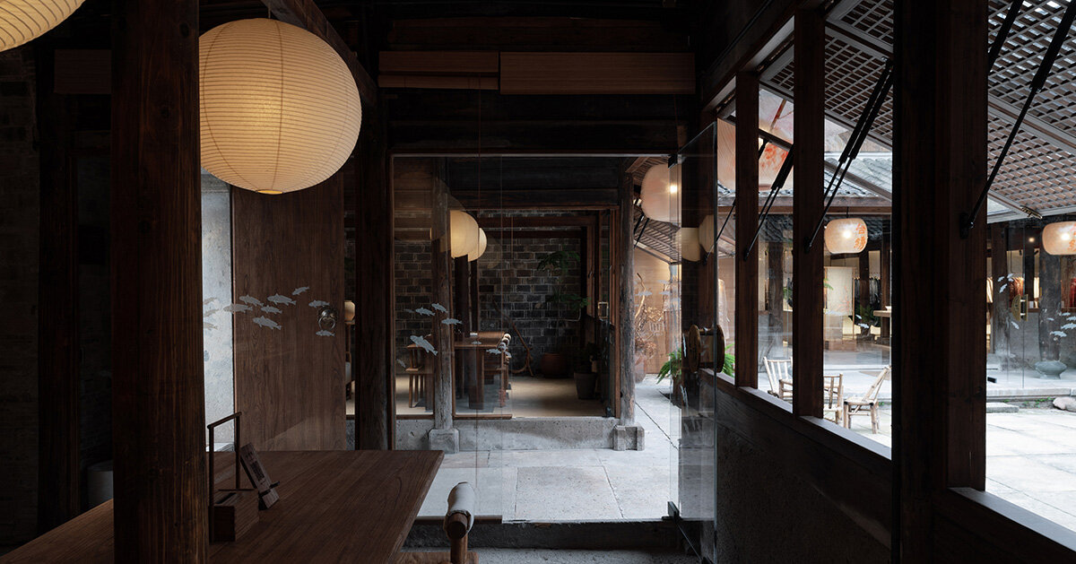 pleated wall anchors adaptive reuse of tai-silk courtyard in china