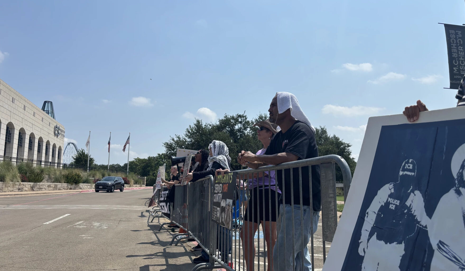Protesters at ICE hiring expo in Arlington hoped to dissuade potential applicants from taking jobs