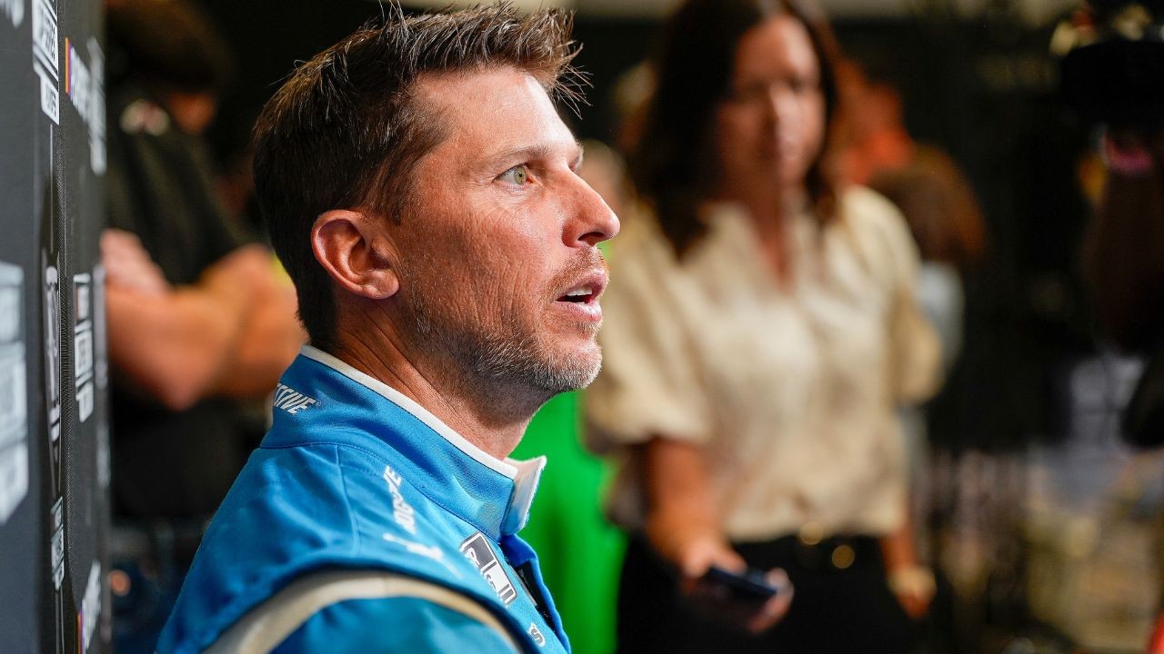 23XI co-owner Michael Jordan talks with Denny Hamlin (#11 Joe Gibbs Racing FedEx Ground Toyota) during qualifying for the NASCAR, Motorsport, USA Cup Series Ally 400 on June 24, 2023 at Nashville SuperSpeedway in Lebanon, TN.