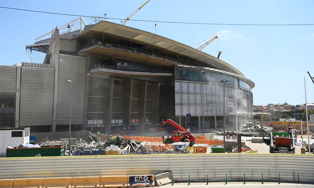 Picture shows ongoing construction works to build the new Camp Nou stadium in Barcelona on August 9, 2023. (Photo by Pau BARRENA / AFP) (Photo by PAU BARRENA/AFP via Getty Images)