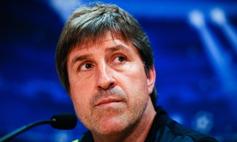 BARCELONA, SPAIN - APRIL 09: Assistant coach Jordi Roura of FC Barcelona faces the media during a press conference ahead the UEFA Champions League quarter-final second leg match between FC Barcelona and Paris St Germain at the Joan Gamper Sport Complex on April 9, 2013 in Barcelona, Spain. (Photo by David Ramos/Getty Images)
