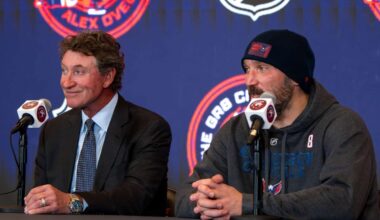 Alex Ovechkin on if breaking Wayne Gretzky’s all-time goals record has sunk in yet: ‘I will cry later’
