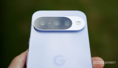A close-up photo showing the camera sensor on the Pixel 10, including its telephoto camera.