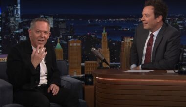 Greg Gutfeld Hugs Jimmy Fallon in Late-Night Crossover