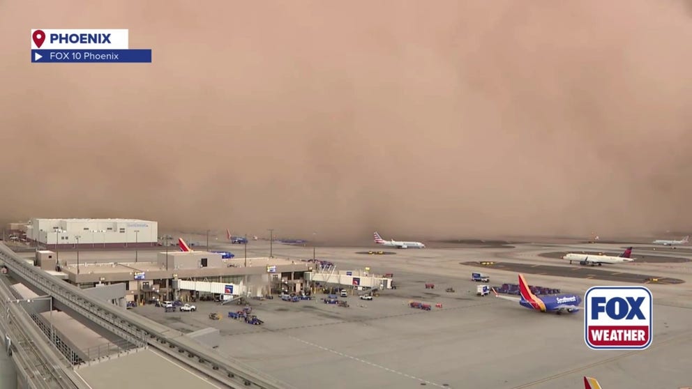 An incredible time lapse video shows a powerful dust storm, known as a haboob, sweeping across Phoenix Sky Harbor International Airport in Arizona on Monday, Aug. 25, 2025.