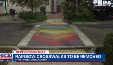 Jacksonville leaders confirm rainbow crosswalks and pavement art will be removed from streets – Action News Jax