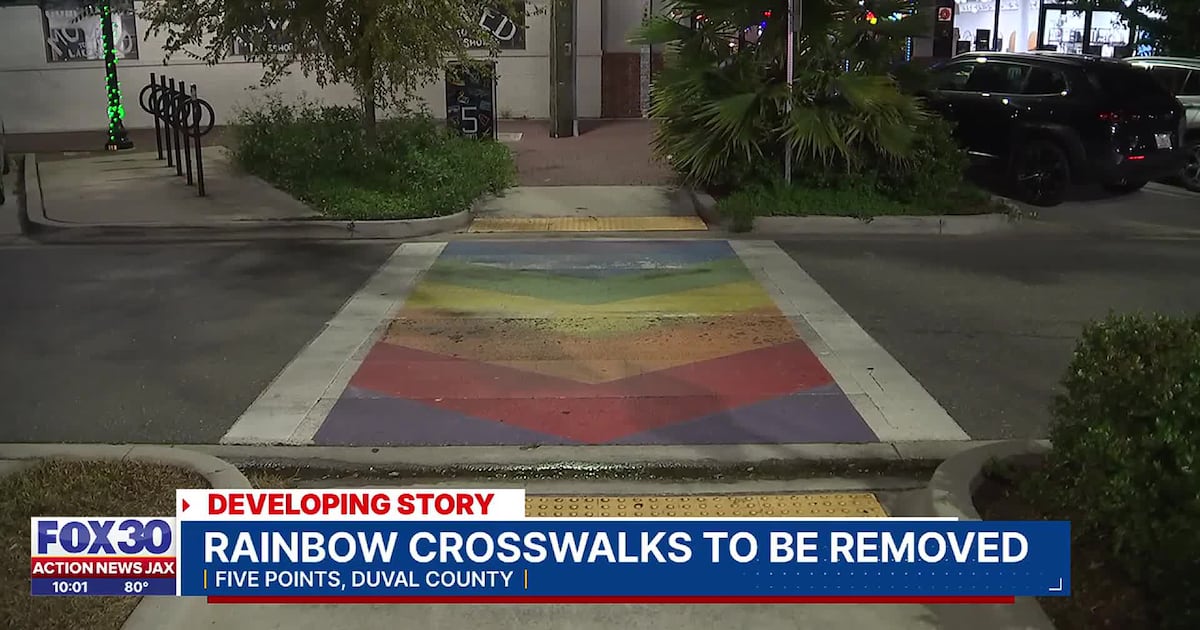 Jacksonville leaders confirm rainbow crosswalks and pavement art will be removed from streets – Action News Jax