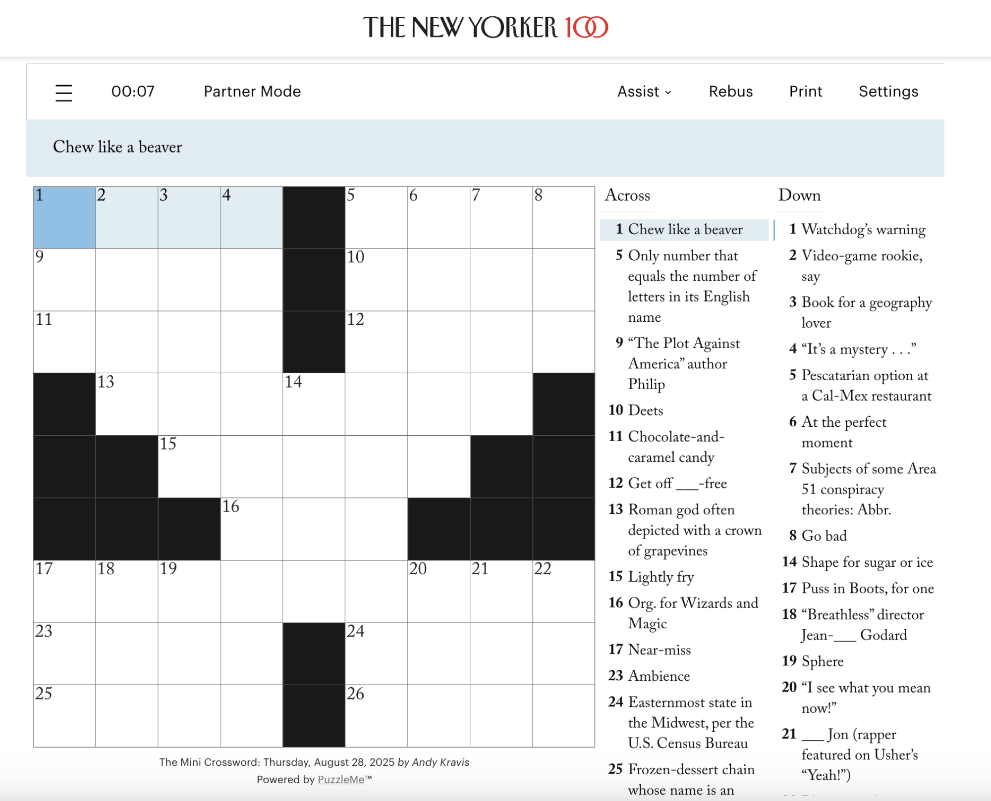 The New Yorker crossword puzzle