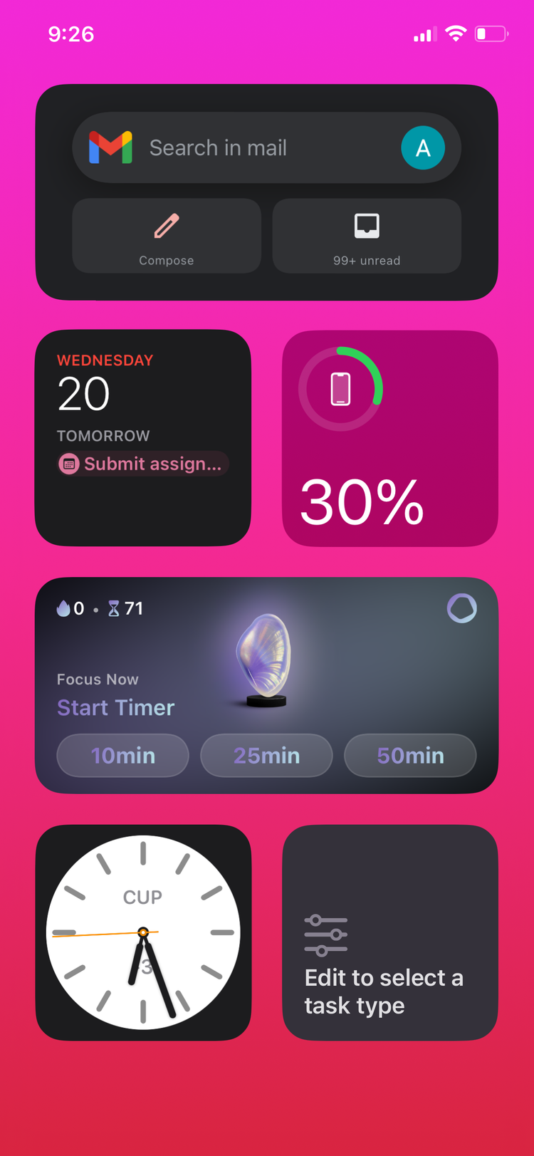 Today View widgets on iPhone.