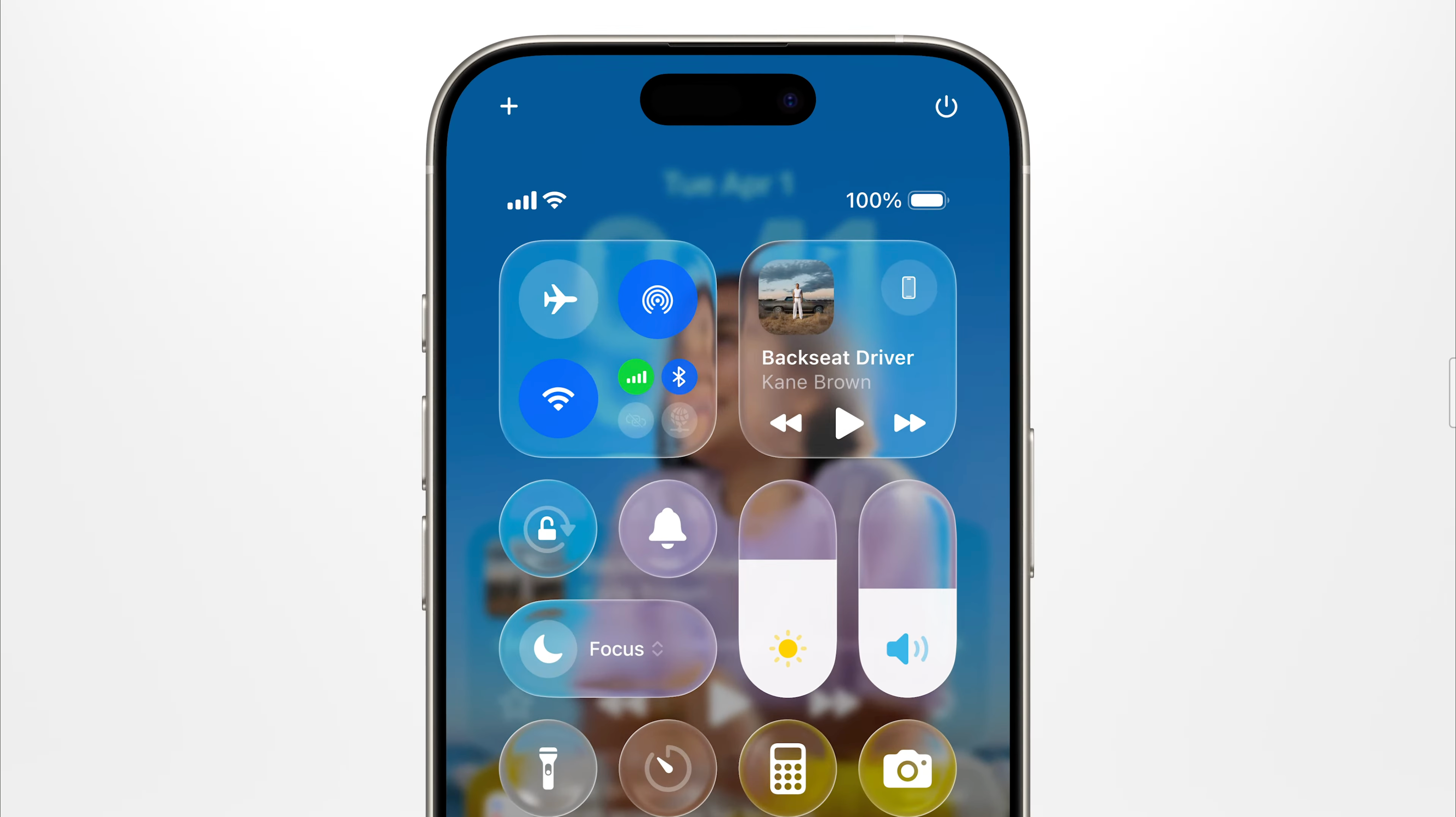 iOS 26 Liquid Glass Control Center.