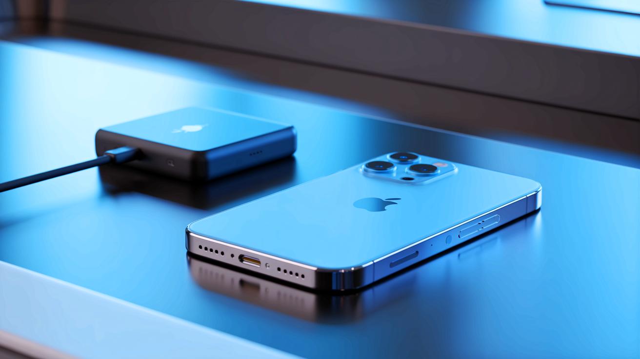 Illustration of the iPhone 17 Air showcasing its sleek, portless design and embracing a fully wireless future.