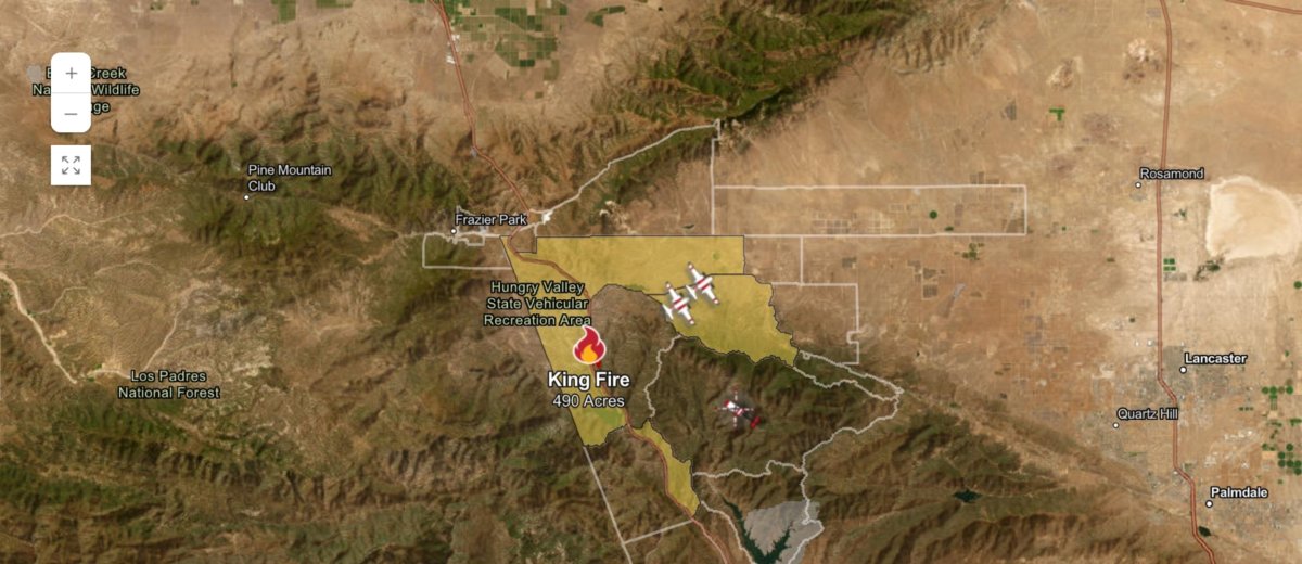 King Fire Map Los Angeles Wildfire