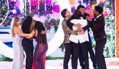 Iris, Olandria, Amaya, Huda, Nic, Bryan and Chris on Love Island USA season 7
