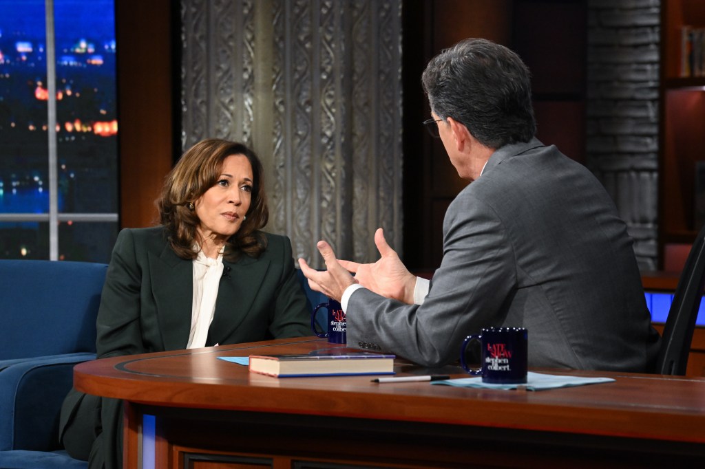 Kamala Harris on The Late Show with Stephen Colbert.