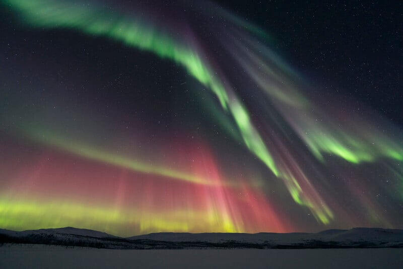 Green lights in the sky.