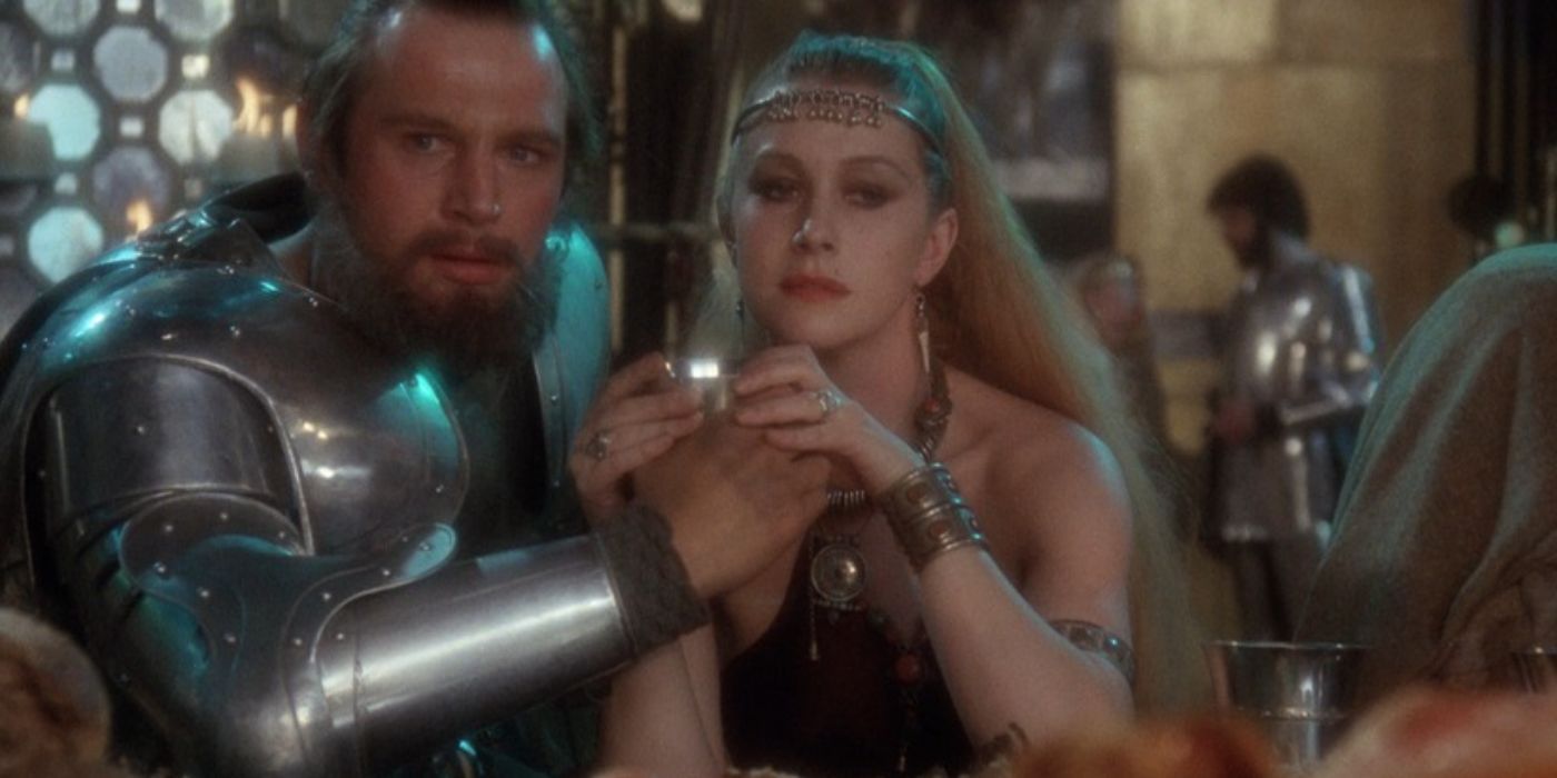 Liam Neeson and Helen Mirren as Gawain and Morgana.