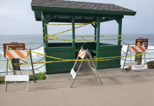 This belvedere, or gazebo, in Scripps Park, pictured in 2023, has been closed due to erosion concerns. (File)