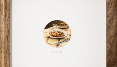 a tiny painting of some pasta