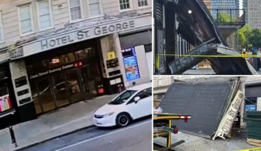 Massive concrete awning collapses onto NYC sidewalk in scary, 'very Final Destination' type scene