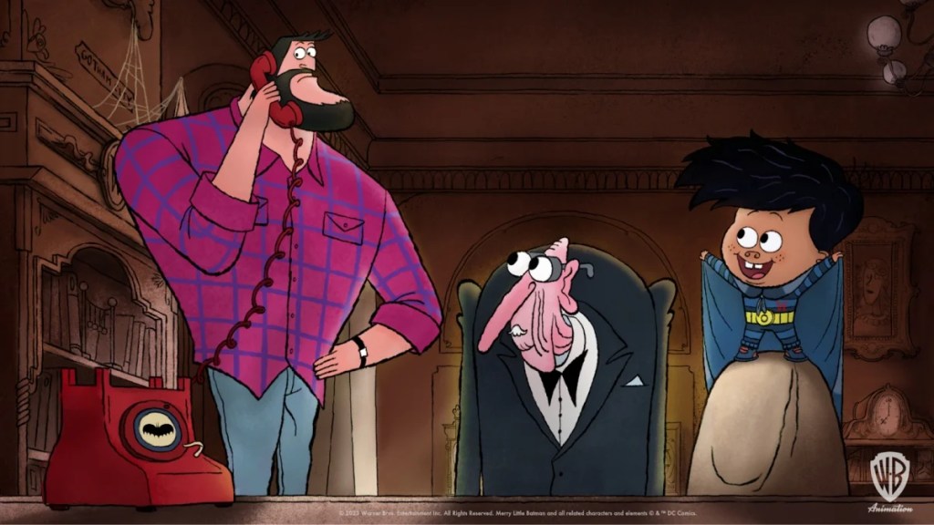“Bruce Wayne, Alfred, Damian Wayne from upcoming animated movie Merry Little Batman and spinoff series Bat-Family”