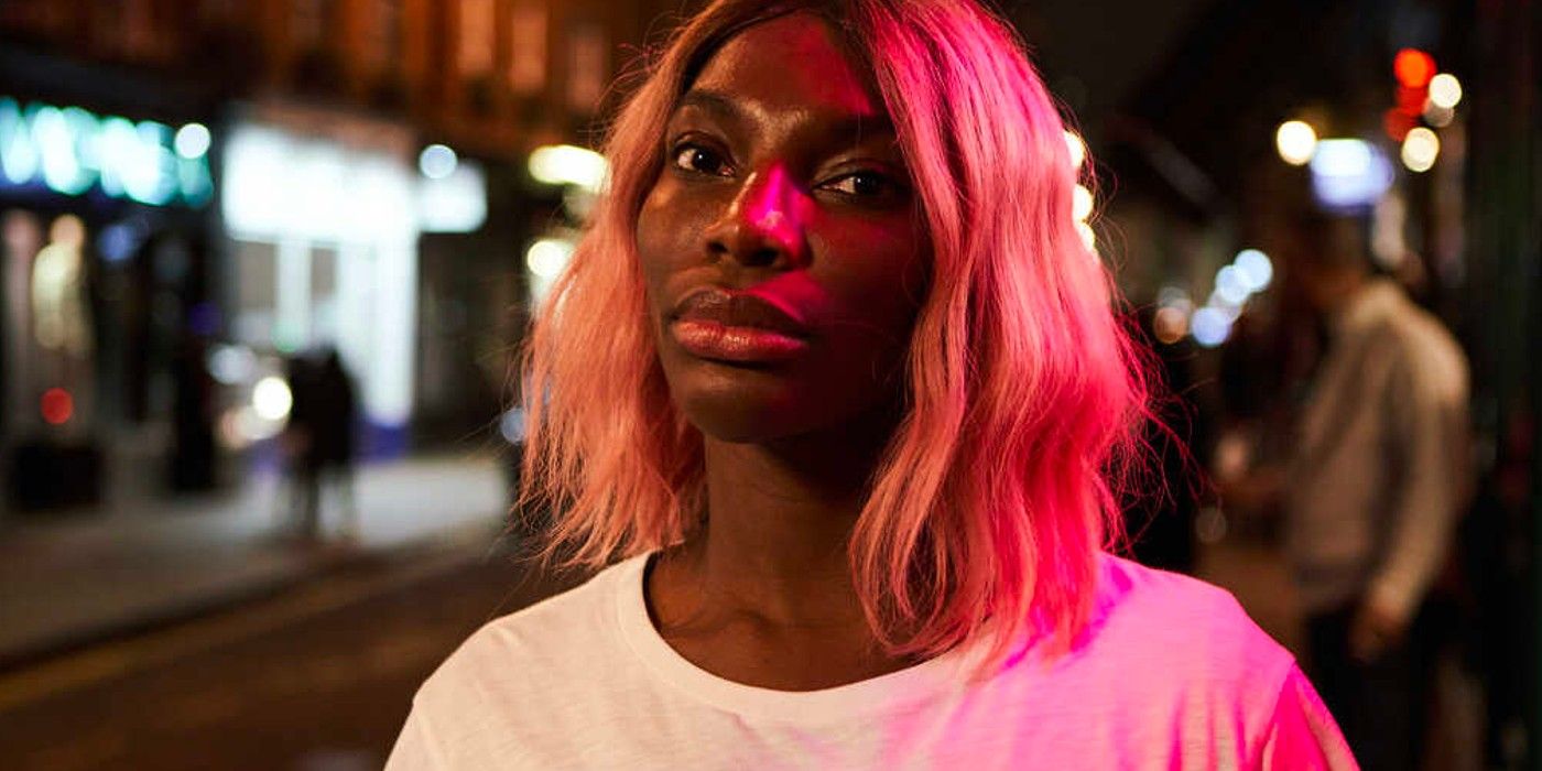 Arabella (Michaela Coel) walks down the street at night in I May Destroy You.