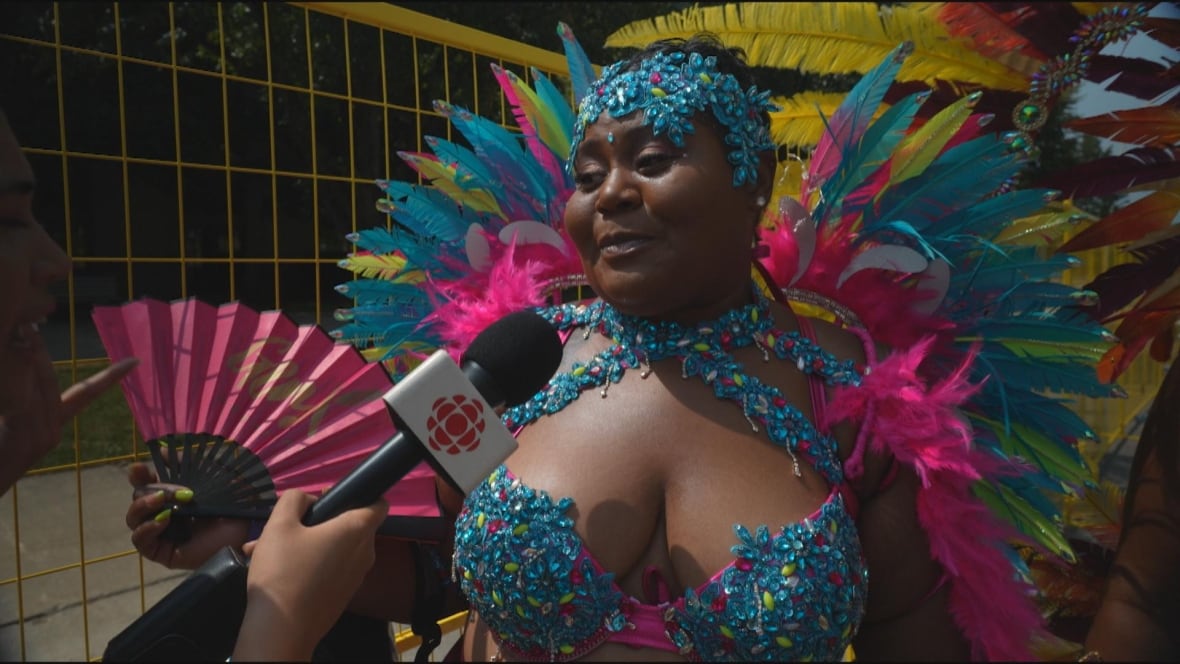 Woman in carnival outfit