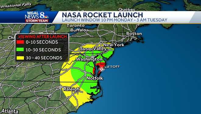 A NASA rocket launch could be visible in South-Central Pennsylvania Monday night.
