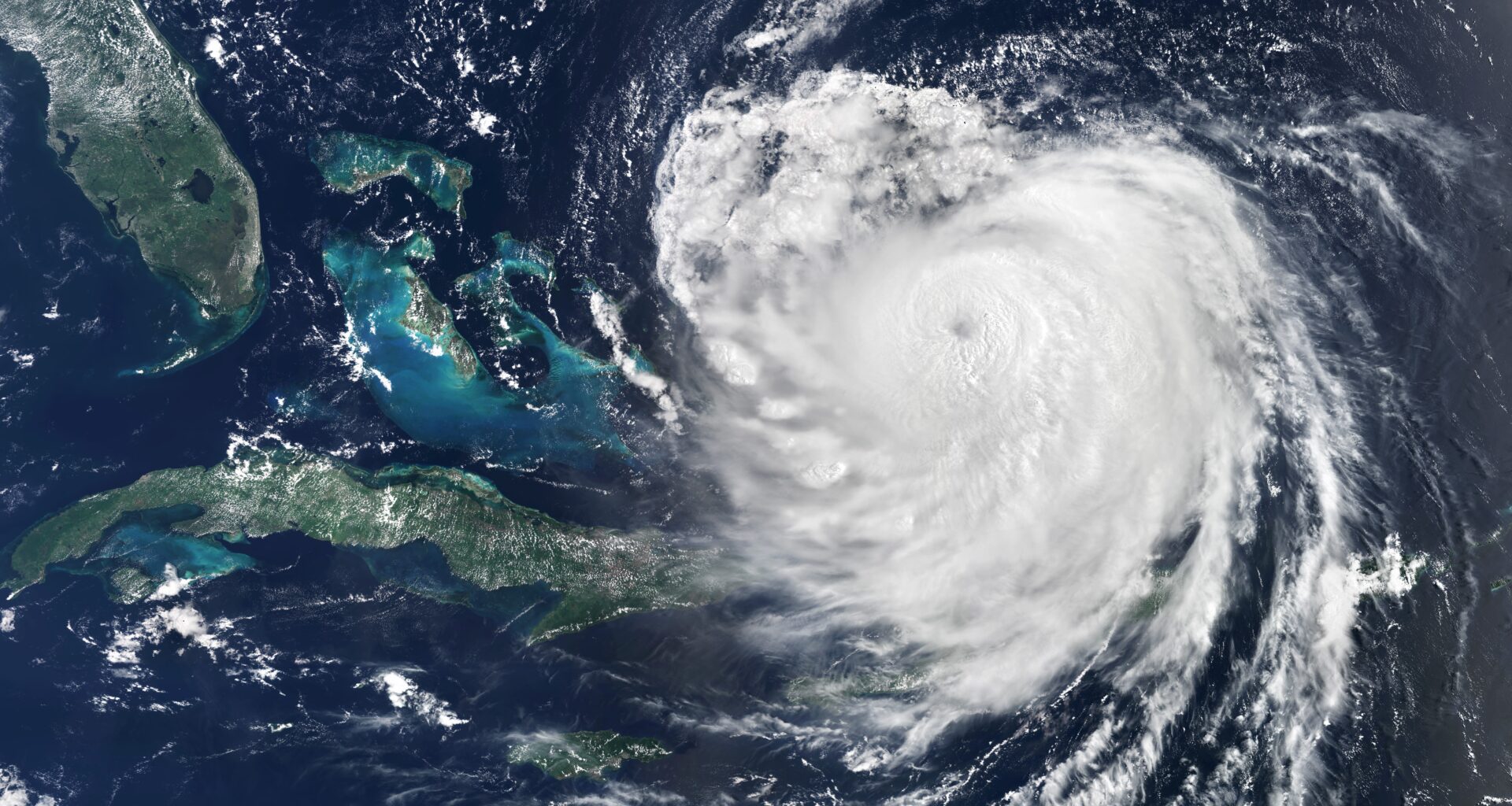 A satellite photo of Hurricane Erin in the Atlantic.