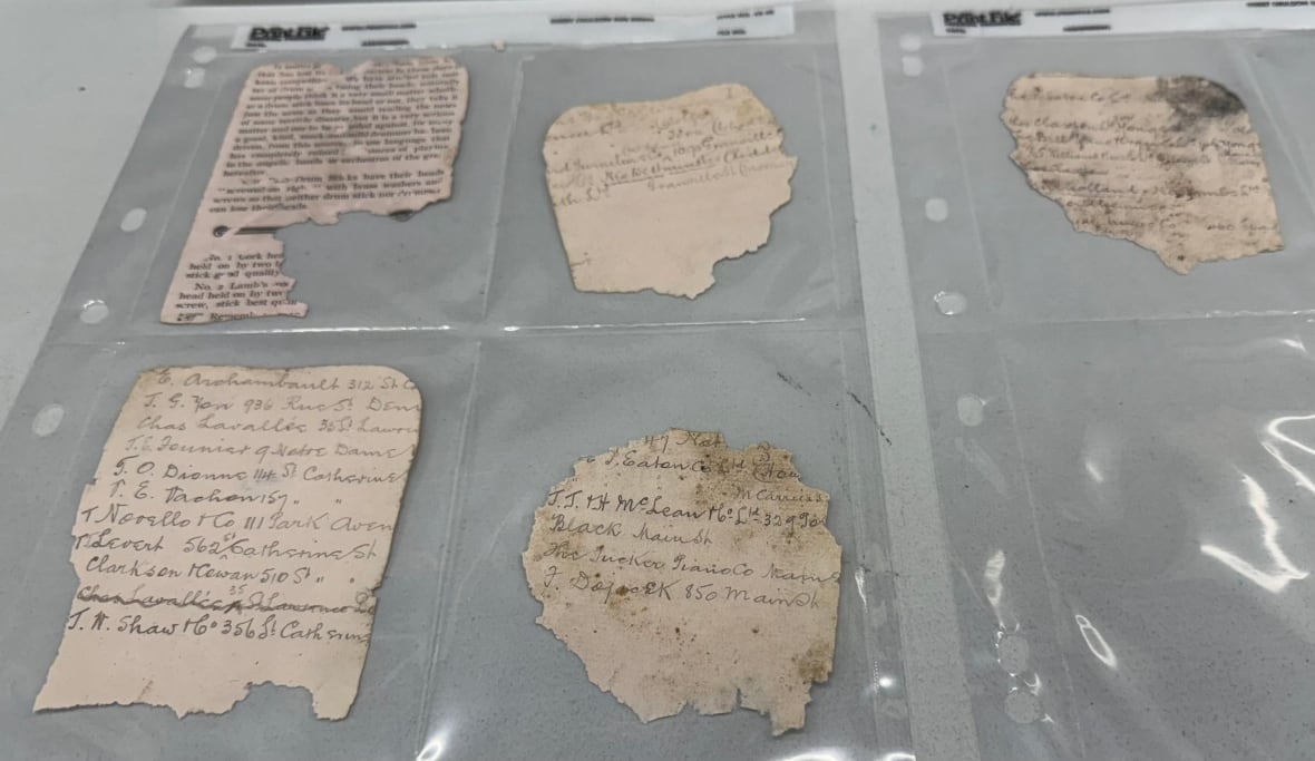 Scraps of paper in an album 