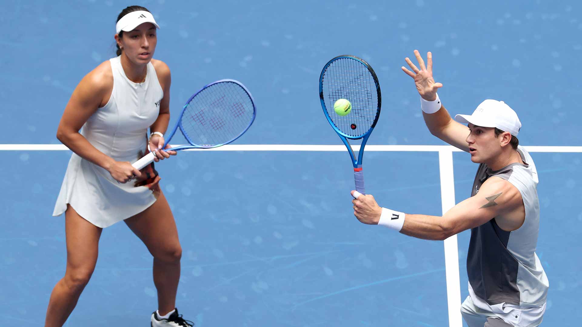 Jessica Pegula and Jack Draper defeat Carlos Alcaraz and Emma Raducanu, and then Mirra Andreeva and Daniil Medvedev on Tuesday in New York.