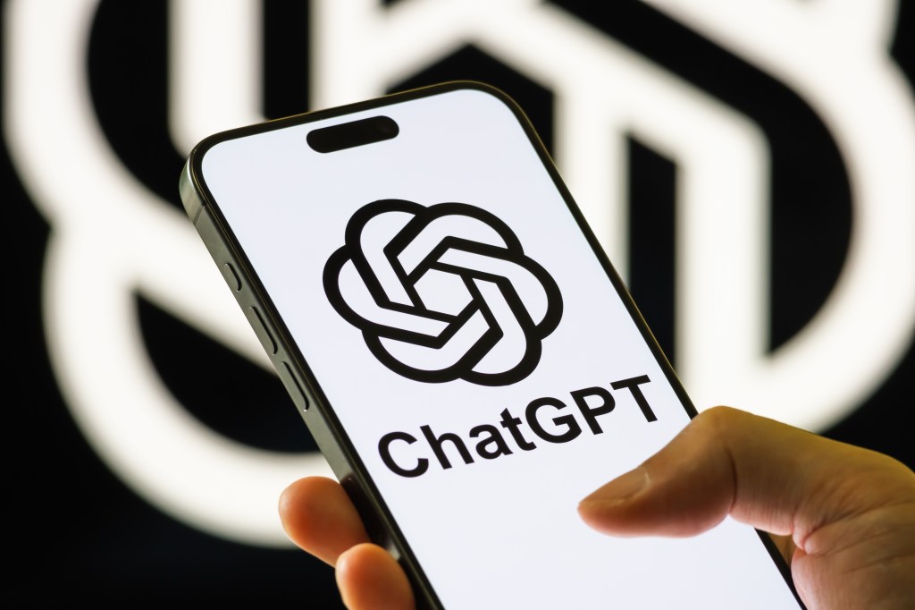 Smartphone displaying the ChatGPT logo.