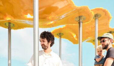 I/Thee forms "frozen river in the sky" from algae resin for Iowa pavilion